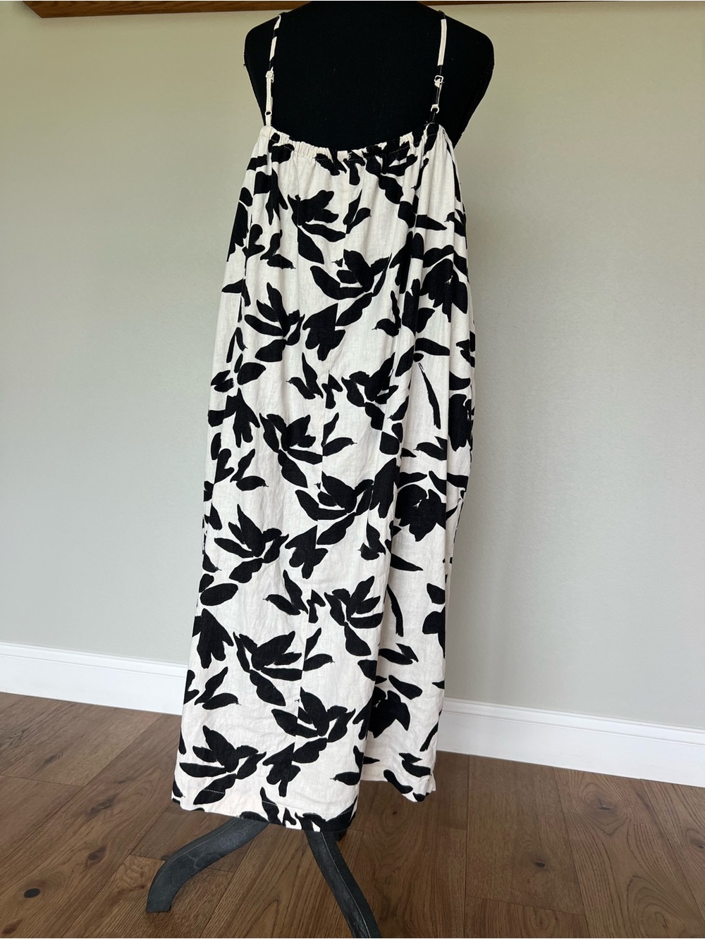 a new day White Black Floral Linen Blend Midi Dress Size XXL - Picture 3 of 6